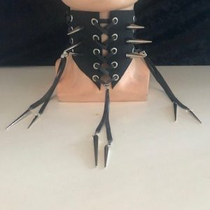 Gothic collar choker spikes rubber met doodskop